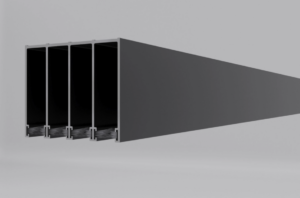 Extra boven- en onderrail van 1 meter voor een glazen schuifwand.