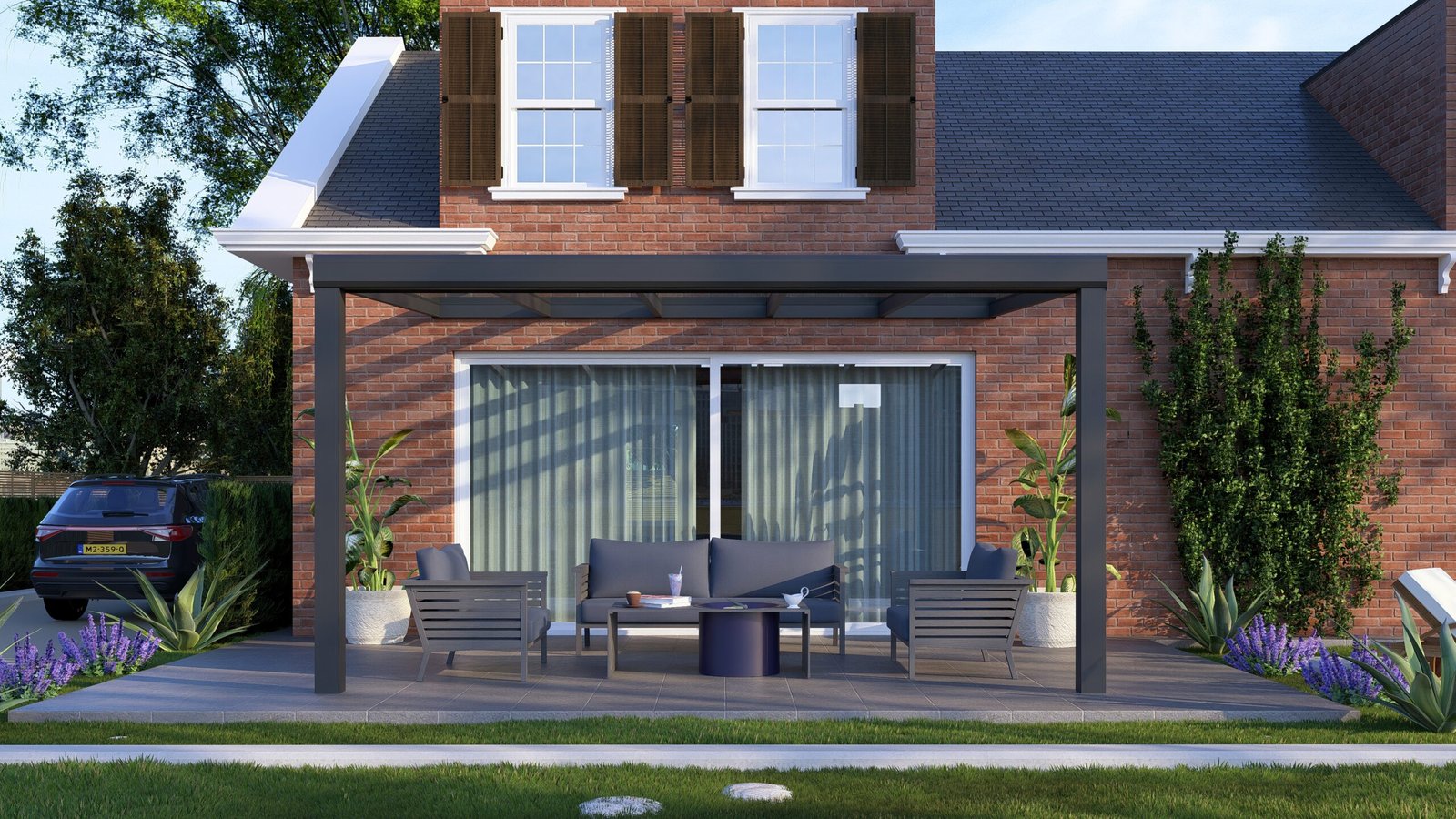 Diamond Excellence veranda met veranda antraciet helder glas.